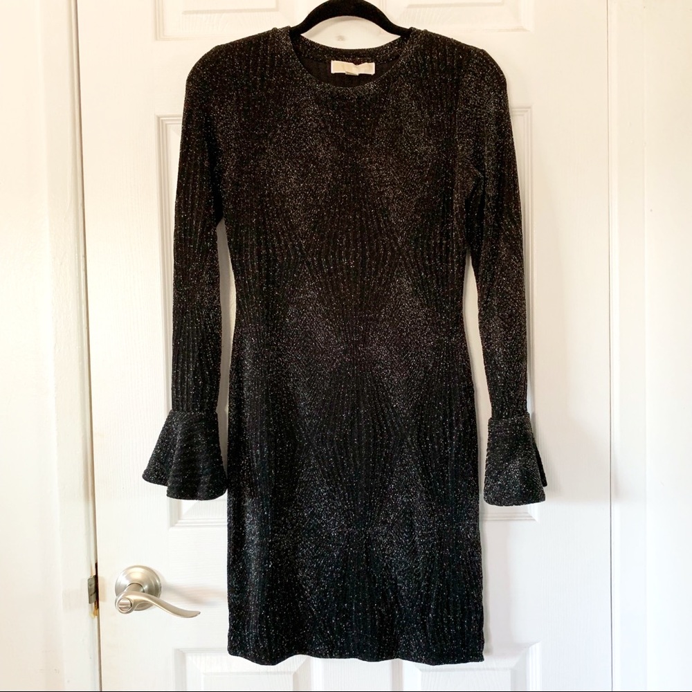 MICHAEL KORS Metalllic Bell-sleeve Dress Size S